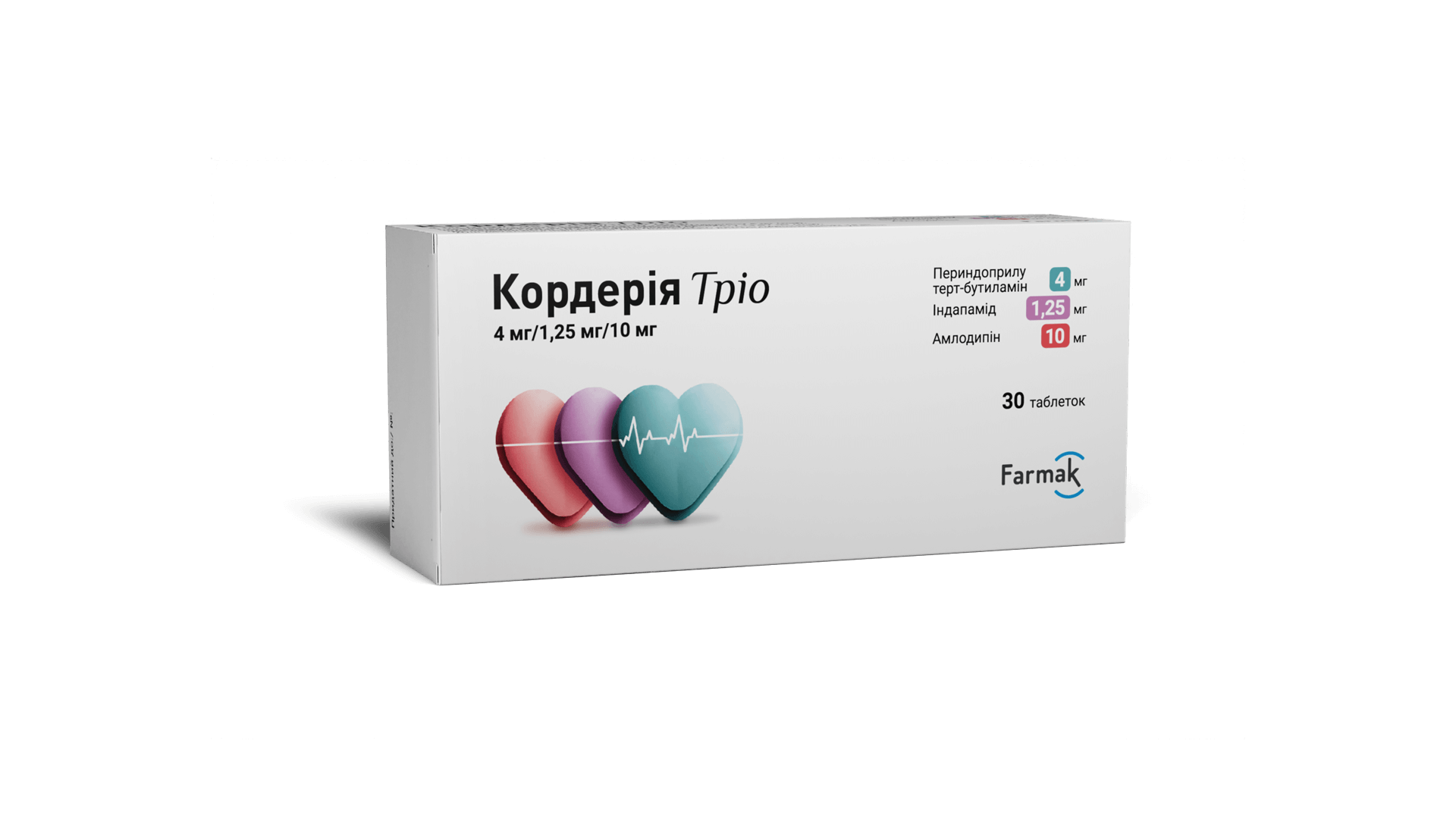 КОРДЕРІЯ ТРІО 4 мг/1,25 мг/10 мг таб. №30